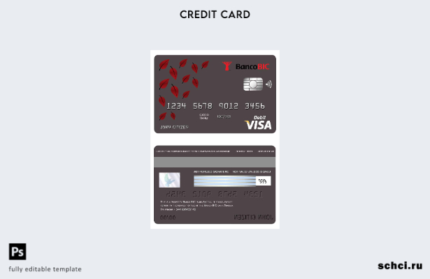 цифровая загрузка шаблона банковской карты Visa Angola Banco BIC